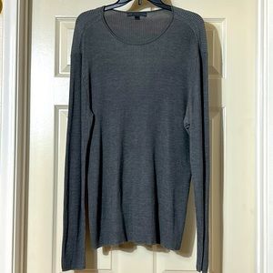 John Varvatos Charcoal Ribbed Silk Blend Long Sleeve Shirt- Size XL